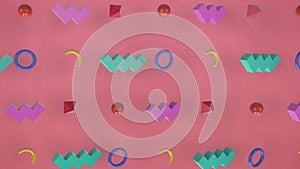 Animation of geometric shapes and isomeric puzzles against abstract background