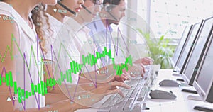 Animation of graphs over diverse female and male consultants working