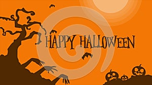 Animation of Halloween landscape at night background