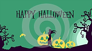 Animation of Halloween landscape at night background