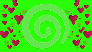 Animation of heart with green creen for greeting valentine day