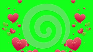 Animation of heart with green creen for greeting valentine day