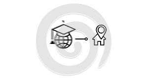 Animation of Icon set of internet education concept, e-learning resources