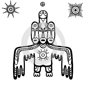 Animation image of ancient pagan deity. God, idol, totem.