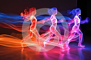 animation implied blurred motion trails figures in mid action dy