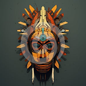 Animation Inspired By Ugandan Wooden Mask On Linen Art