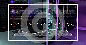 Animation of interface with data processing against computer sever room