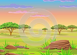 Animation landscape of the African savanna.