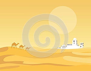 Animation landscape of the desert.