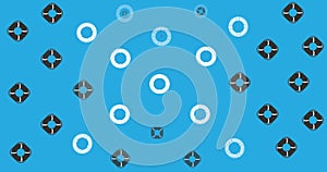 Animation of lifebuoys rotating over blue background