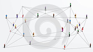 Animation of lines and dots connecting people. Global network connections and social networking