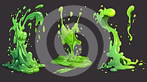 Animation of liquid slime, poison, dripping goo, splashing of toxic splashes. Cartoon modern liquid phlegm sprite sheet photo