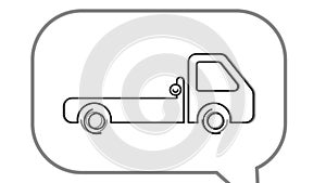 Animation of loading a faulty car onto a tow truck. Rotating dial showing 24 hour service. Idea for towing insurance.