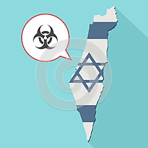 Animation of a long shadow Israel map with its flag and a comic