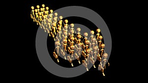 Animation of the March of the yellow people, the formation in the form of an arrow