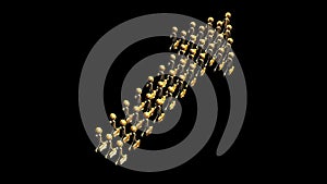 Animation of the March of the yellow people, the formation in the form of an arrow