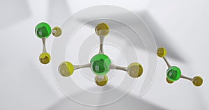 Animation of micro of molecules models over grey background