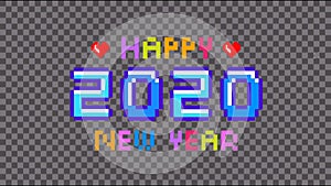 Animation multicolored Text 2020 HAPPY NEW YEAR on black and white background.