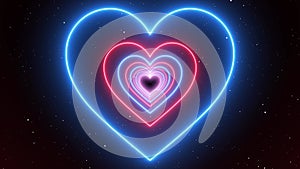 Animation Neon Lights Love Heart Tunnel Infinite Looping and Romantic