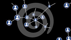 Animation of network of connections with people icons, Users Connected Network Technology.