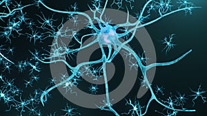 Animation neurons in the brain.Synapse and Neuron cells sending electrical chemical signals. Activity of electrical