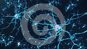 Animation neurons in the brain.Synapse and Neuron cells sending electrical chemical signals. Activity of electrical