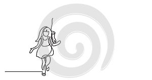 Animation of one line drawing of mother and daughter walking together