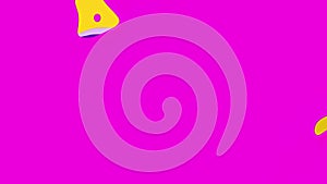 Animation of pink drips over purple and blue paint swirls filling yellow background