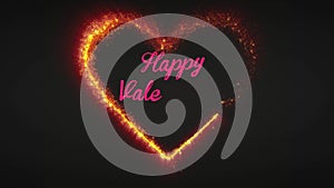 Animation pink text Happy Valentine`s Day with firework heart shape.