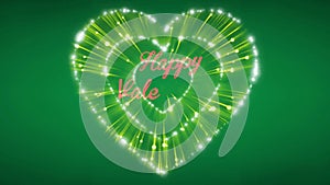 Animation pink text Happy Valentine`s Day with firework heart shape.