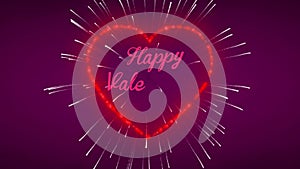 Animation pink text Happy Valentine`s Day with firework heart shape.