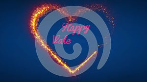 Animation pink text Happy Valentine`s Day with firework heart shape.