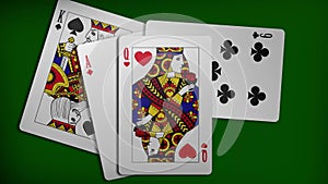 Animation of playing cards with animated Queen