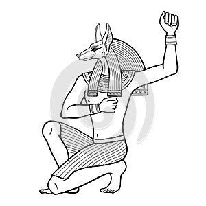 Animation  portrait: Ancient Egyptian god Anubis. God of death and afterworld.