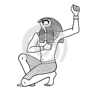 Animation portrait: Ancient Egyptian god Horus in  guise of Falcon. View profile. photo