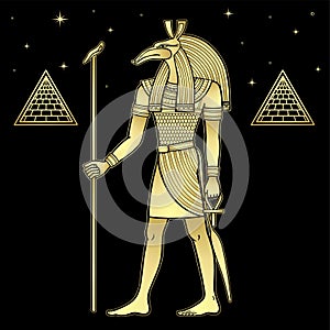 Animation portrait: Ancient Egyptian god Seth. God of rage, deserts, sandstorms, death, and strangers.