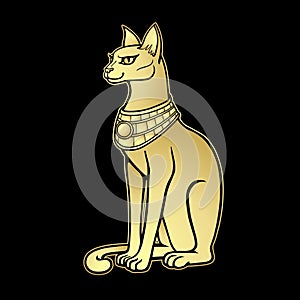 Animation portrait Ancient Egyptian goddess Bastet Bast. Sacred cat.