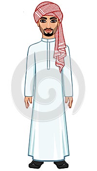 Animation portrait of the Arab man in traditional clothes.