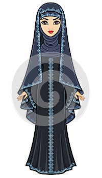 Animation portrait of the Arab woman in a traditional suit.