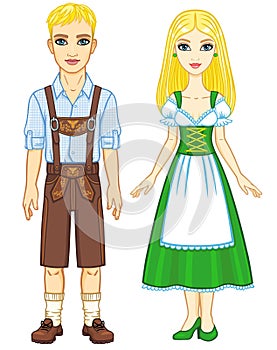 Animation portrait of the Bavarian family ancient traditional clothes. photo