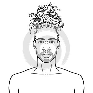 Animation portrait of beautiful African man  with dreadlock hairstyle.