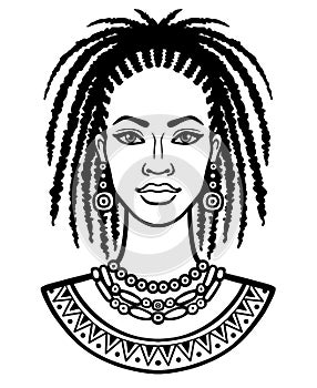 Animation portrait of the young African woman.