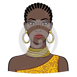 Animation portrait of the young beautiful African woman. photo