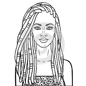 Animation portrait of the young beautiful African woman in a dreadlocks.