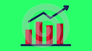 Animation red bar chart stock signals isolate.