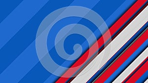 Animation of red and white stripes moving against blue striped background with copy space