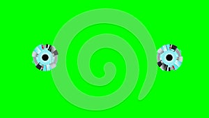 Animation of a rotating mechanical pupil of a robot, for insertion on a green chroakey background