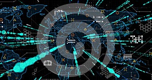 Animation of scanners and data processing over world map