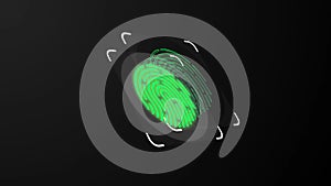 Animation of scanning and analysis biometric data from fingerprint. Animation of seamless loop.