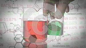 Animation of scientific data processing over laboratory beakers